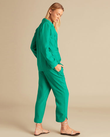 PANTS WITH SIDE SLIT GREEN