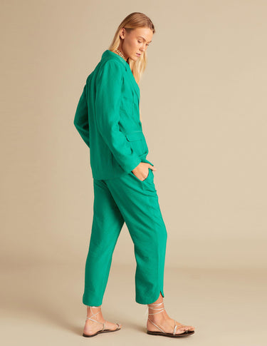 PANTS WITH SIDE SLIT GREEN