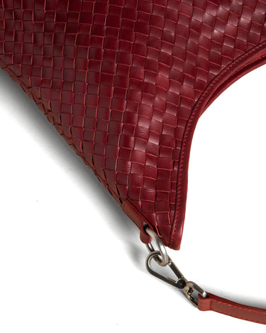 BOLSO TRENZADO PIEL GUINDA
