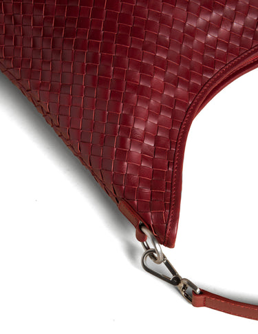 BRAIDED CHERRY LEATHER BAG