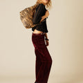 BURGUNDY VELVET POCKET TROUSERS