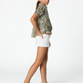 WHITE BUTTON SHORTS