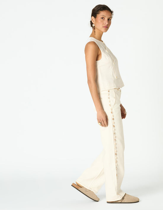 EMBROIDERED LINEN SHIRT ECRU