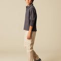 BLUE POLO SHIRT BROWN STRIPE