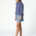 BLUE WRAP SKIRT WITH POCKETS