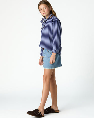 BLUE WRAP SKIRT WITH POCKETS