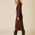 OCHRE/BLACK STRIPED DRESS