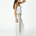 EMBROIDERED YOKE TROUSERS ECRU