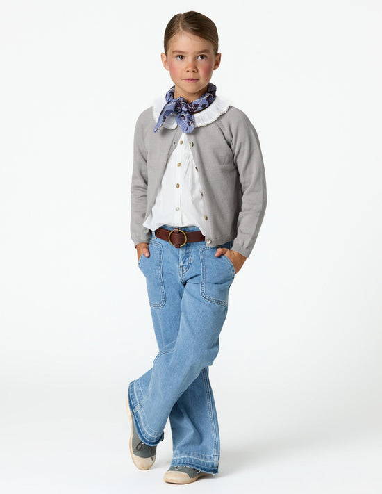 BLUE WIDE LEG DENIM PANTS