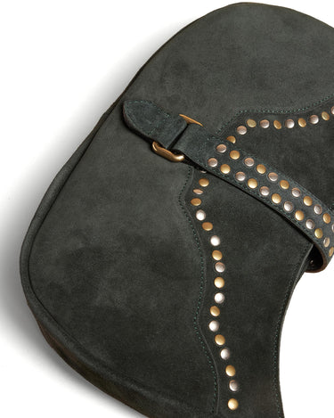 STUDDED SUEDE BAG GREEN