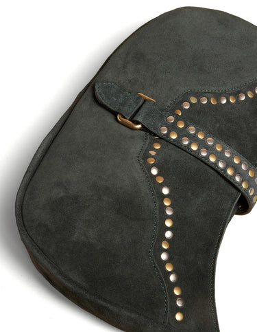 STUDDED SUEDE BAG GREEN