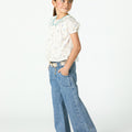 PRINT FLOWER BLUE SHIRT