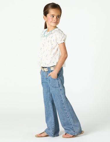 PRINT FLOWER BLUE SHIRT