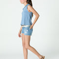 ANILINE BLUE RANGLA SLEEVELESS T-SHIRT