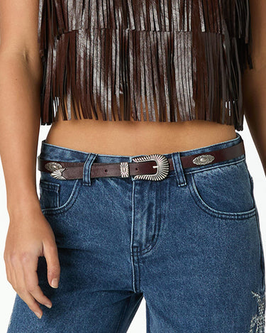 EMBROIDERED SEQUIN BLUE DENIM TROUSERS