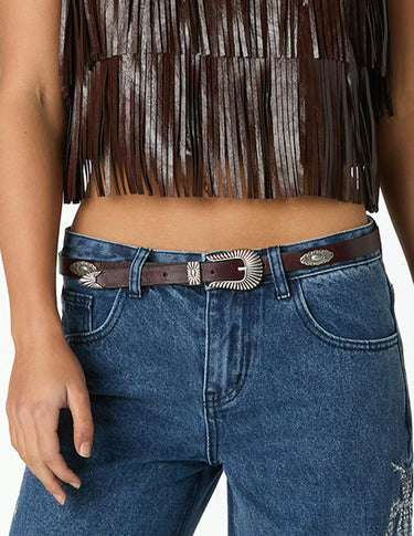EMBROIDERED SEQUIN BLUE DENIM TROUSERS
