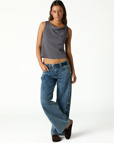 BLUE PANTS WITH SIDE BUTTONS