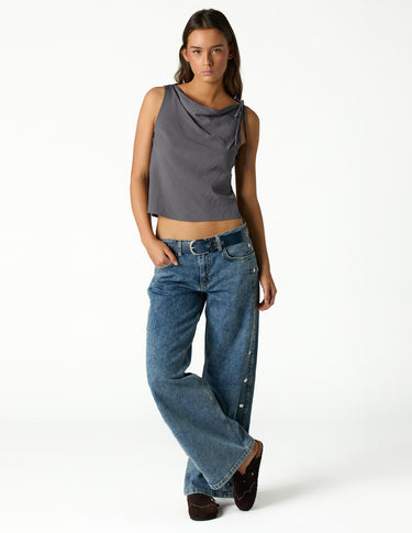 BLUE PANTS WITH SIDE BUTTONS