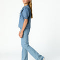 RUFFLE DENIM SHIRT