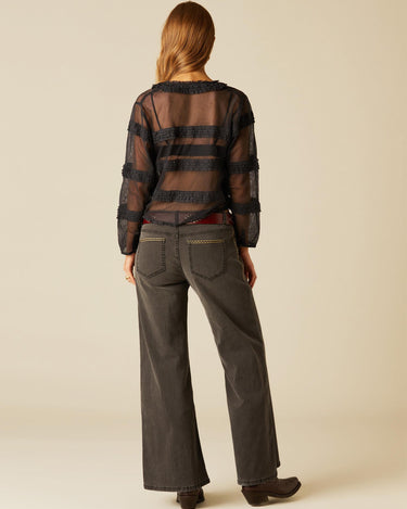 PANTALÓN PESPUNTES CINTURILLA GRIS