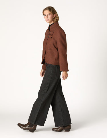 BROWN DOUBLE BUCKLE JACKET