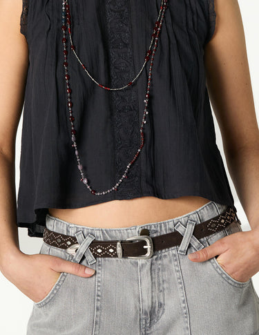 STUDDED RHOMBUS SLIM BELT