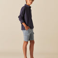 BLUE STRIPED CARGO SHORTS