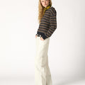 CHARCOAL STRIPED CREW NECK SWEATER