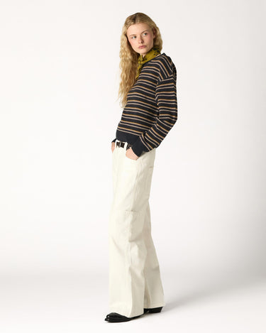 CHARCOAL STRIPED CREW NECK SWEATER