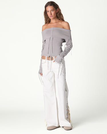 BRAIDED OFF-THE-SHOULDER SWEATER