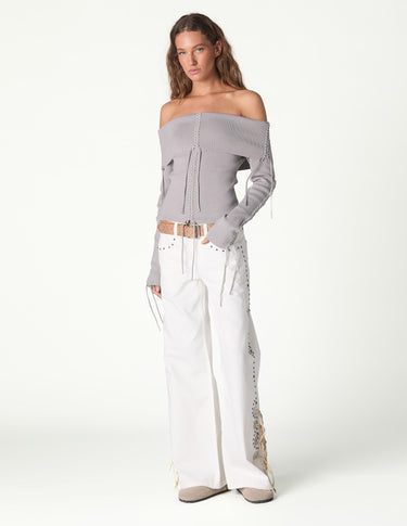 BRAIDED OFF-THE-SHOULDER SWEATER