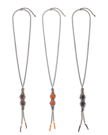 COLLAR BEADS GRANATE ROMBO