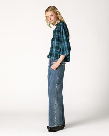 BLUE CHECK EMBROIDERED SHIRT
