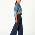 BLUE STRIPED DENIM TROUSERS