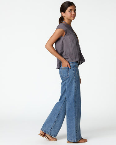 BLUE TROUSERS WITH POCKET DETAIL