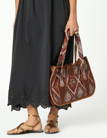 TAPESTRY AND LEATHER BAG