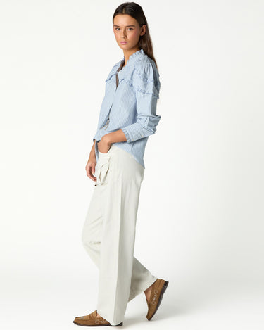 BEIGE CARGO POCKET TROUSERS