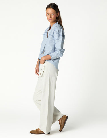 BEIGE CARGO POCKET TROUSERS