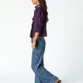 BLUE FLORAL SIDE BUTTON DENIM