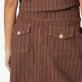 STRIPED BROWN DENIM SKIRT