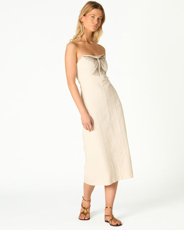 STUDDED STRAPLESS WHITE DRESS