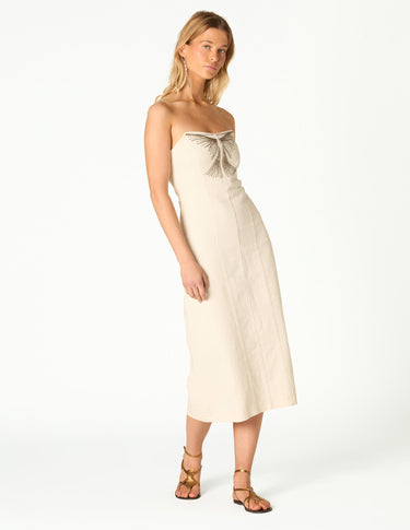 STUDDED STRAPLESS WHITE DRESS