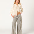 METALLIC EMBROIDERED LIGHT GREY PANTS