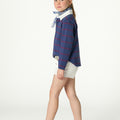 BLUE STRIPED POLO SWEATSHIRT