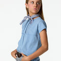 SMOCKED ANILINE BLUE T-SHIRT