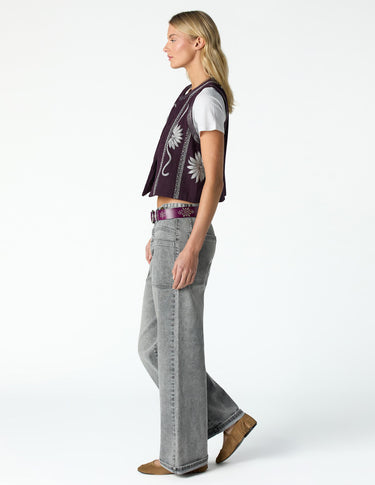 LIGHT GREY DENIM BUTTON WAISTBAND