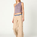 ASYMMETRICAL BUTTON-DOWN OVERCAST T-SHIRT