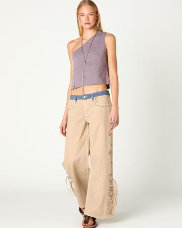 ASYMMETRICAL BUTTON-DOWN OVERCAST T-SHIRT