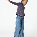 BLUE FRAYED DENIM TROUSERS