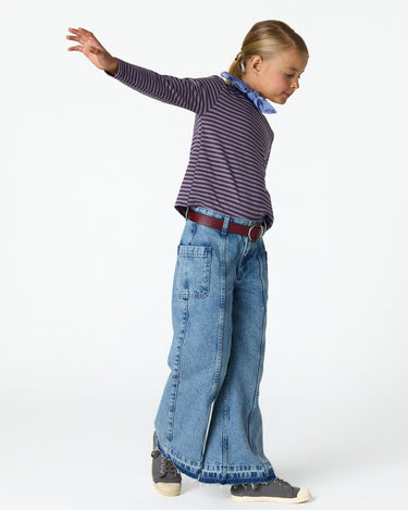 BLUE FRAYED DENIM TROUSERS